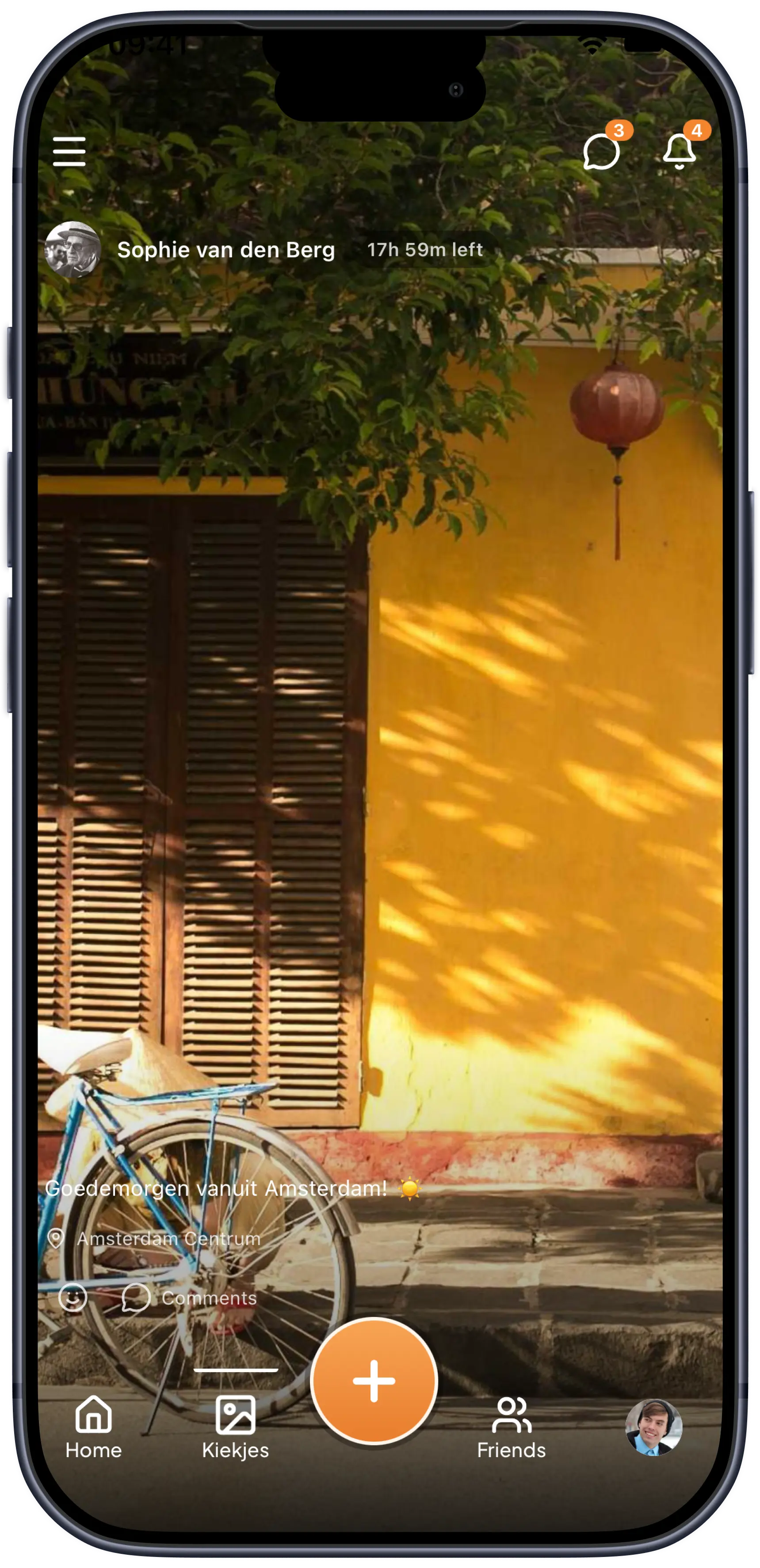 Kiekjes-scherm van de Klets app